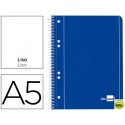 BLOC ESPIRAL LIDERPAPEL A5 MICRO SERIE AZUL TAPA CARTONCILLO 80H 70G LISO 6 TALADROS. AZUL