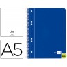 BLOC ESPIRAL LIDERPAPEL A5 MICRO SERIE AZUL TAPA CARTONCILLO 80H 70G LISO 6 TALADROS. AZUL