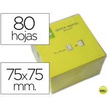 BLOC DE NOTAS ADHESIVAS QUITA Y PON Q-CONNECT 75X75 MM AMARILLO NEON 80 HOJAS