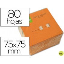 BLOC DE NOTAS ADHESIVAS QUITA Y PON Q-CONNECT 75X75 MM NARANJA NEON 80 HOJAS