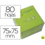 BLOC DE NOTAS ADHESIVAS QUITA Y PON Q-CONNECT 75X75 MM VERDE NEON 80 HOJAS