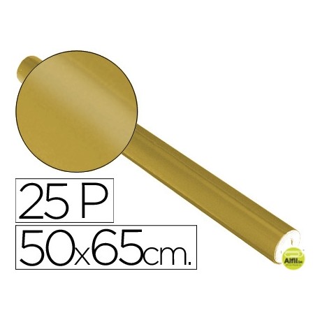PAPEL METALIZADO ORO ROLLO 25 HOJAS TREPADO 50X65 CM