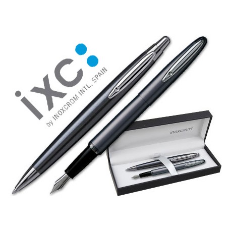 JUEGO INOXCROM ZEPPELIN FLASH PLUMA Y BOLIGRAFO GRIS/PLATA BRILLO