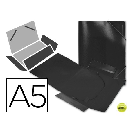 CARPETA BEAUTONE GOMAS SOLAPAS34975 POLIPROPILENO DIN A5 NEGRA