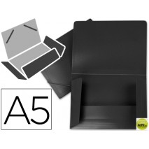 CARPETA BEAUTONE GOMAS SOLAPAS34945 POLIPROPILENO DIN A5 NEGRA OPACO