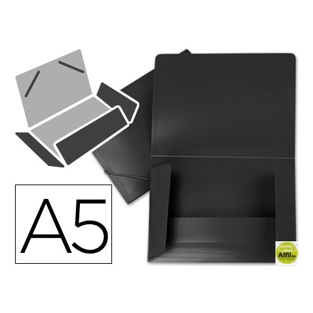 CARPETA BEAUTONE GOMAS SOLAPAS34945 POLIPROPILENO DIN A5 NEGRA OPACO