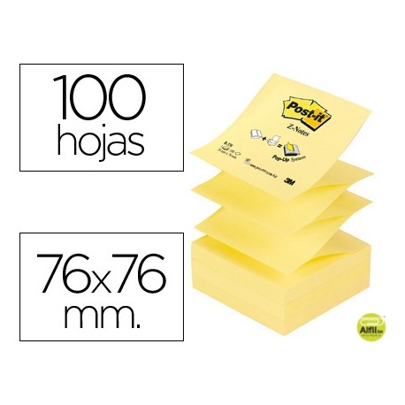 BLOC DE NOTAS ADHESIVAS QUITA Y PON POST-IT 76X76 MM Z-NOTES