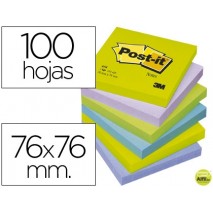 BLOC DE NOTAS ADHESIVAS QUITA Y PON POST-IT 76X76 MM ULTRA INTENSO SURTIDO PACK DE 6 BLOCS