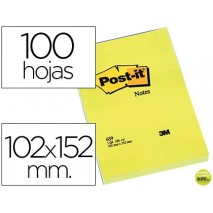 BLOC DE NOTAS ADHESIVAS QUITA Y PON POST-IT 102X152 MM CON 100 HOJAS 659