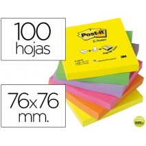 BLOC DE NOTAS ADHESIVAS QUITA Y PON POST-IT 76X76 MM Z-NOTESULTRA INTENSO PACK DE 6 BLOCS SURTIDO