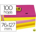 BLOC DE NOTAS ADHESIVAS QUITA Y PON POST-IT 76X127 MM NEON PACK DE 6 BLOCS SURTIDO