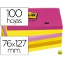 BLOC DE NOTAS ADHESIVAS QUITA Y PON POST-IT 76X127 MM NEON PACK DE 6 BLOCS SURTIDO
