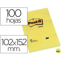 BLOC DE NOTAS ADHESIVAS QUITA Y PON POST-IT 102X152 MM CUADRICULADO -662-