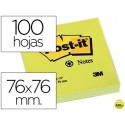BLOC DE NOTAS ADHESIVAS QUITA Y PON POST-IT 76X76 MM PAPEL RECICLADO AMARILLO