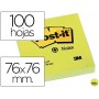 BLOC DE NOTAS ADHESIVAS QUITA Y PON POST-IT 76X76 MM PAPEL RECICLADO AMARILLO