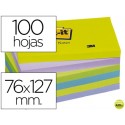BLOC DE NOTAS ADHESIVAS QUITA Y PON POST-IT 76X127 MM ULTRA INTENSO PACK DE 6 BLOCS SURTIDO