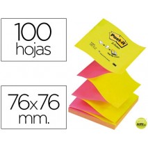 BLOC DE NOTAS ADHESIVAS QUITA Y PON POST-IT 76X76 MM Z-NOTESFUCSIA AMARILLO COLORES ALTERNOS