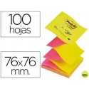 BLOC DE NOTAS ADHESIVAS QUITA Y PON POST-IT 76X76 MM Z-NOTESFUCSIA AMARILLO COLORES ALTERNOS
