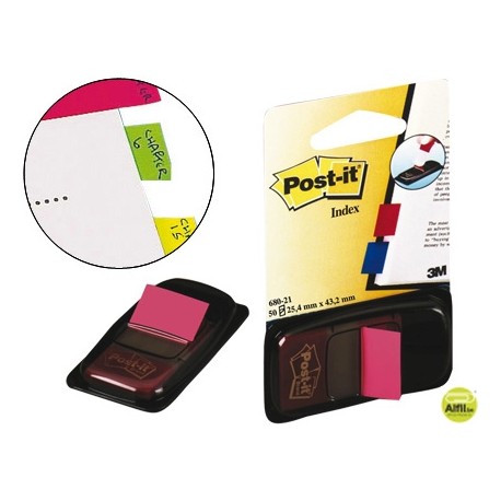 BANDERITAS SEPARADORAS 680-21 ROSA BRILLO DISPENSADOR DE 50