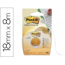 CINTA ADHESIVA POST-IT 8X18 MM2 LINEAS EN PORTARROLLOS ESPECIAL PARA OCULTAR Y ETIQUETAR