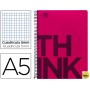 BLOC ESPIRAL LIDERPAPEL A5 MICRO THINK TAPA POLIPROPILENO 160H 70G CUADRO 5MM 5 BANDAS 6 TALADROS. R