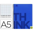 BLOC ESPIRAL LIDERPAPEL A5 MICRO THINK TAPA POLIPROPILENO 160H 70G CUADRO 5MM 5 BANDAS 6 TALADROS. A