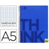 BLOC ESPIRAL LIDERPAPEL A5 MICRO THINK TAPA POLIPROPILENO 160H 70G CUADRO 5MM 5 BANDAS 6 TALADROS. A