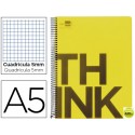 BLOC ESPIRAL LIDERPAPEL A5 MICRO THINK TAPA POLIPROPILENO 160H 70G CUADRO 5MM 5 BANDAS 6 TALADROS. A