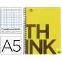 BLOC ESPIRAL LIDERPAPEL A5 MICRO THINK TAPA POLIPROPILENO 160H 70G CUADRO 5MM 5 BANDAS 6 TALADROS. A