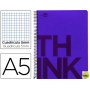 BLOC ESPIRAL LIDERPAPEL A5 MICRO THINK TAPA POLIPROPILENO 160H 70G CUADRO 5MM 5 BANDAS 6 TALADROS. V