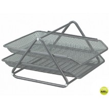 BANDEJA SOBREMESA METALICA Q-CONNECT REJILLA GXA100 GRIS 2 BANDEJAS MOVIBLES -300X185X 350 MM