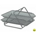 BANDEJA SOBREMESA METALICA Q-CONNECT REJILLA GXA100 GRIS 2 BANDEJAS MOVIBLES -300X185X 350 MM