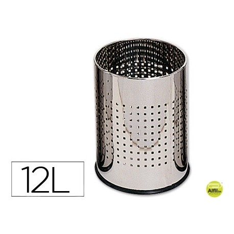 PAPELERA METALICA GY9903 PERFORADA CROMADA -250X325 MM