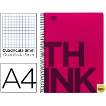 BLOC ESPIRAL LIDERPAPEL A4 MICRO THINK TAPA POLIPROPILENO 160H 70G CUADRO 5MM 5 BANDAS 4 TALADROS. R