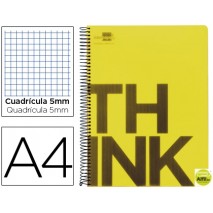 BLOC ESPIRAL LIDERPAPEL A4 MICRO THINK TAPA POLIPROPILENO 160H 70G CUADRO 5MM 5 BANDAS 4 TALADROS. A
