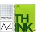 BLOC ESPIRAL LIDERPAPEL A4 MICRO THINK TAPA POLIPROPILENO 160H 70G CUADRO 5MM 5 BANDAS 4 TALADROS. V