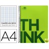 BLOC ESPIRAL LIDERPAPEL A4 MICRO THINK TAPA POLIPROPILENO 160H 70G CUADRO 5MM 5 BANDAS 4 TALADROS. V