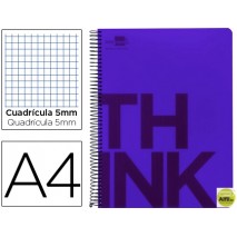 BLOC ESPIRAL LIDERPAPEL A4 MICRO THINK TAPA POLIPROPILENO 160H 70G CUADRO 5MM 5 BANDAS 4 TALADROS. V