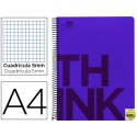 BLOC ESPIRAL LIDERPAPEL A4 MICRO THINK TAPA POLIPROPILENO 160H 70G CUADRO 5MM 5 BANDAS 4 TALADROS. V