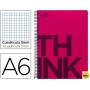 BLOC ESPIRAL LIDERPAPEL A6 MICRO THINK TAPA POLIPROPILENO 140H 70G CUADRO 5MM 4 BANDAS. ROJO