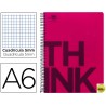 BLOC ESPIRAL LIDERPAPEL A6 MICRO THINK TAPA POLIPROPILENO 140H 70G CUADRO 5MM 4 BANDAS. ROJO