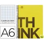 BLOC ESPIRAL LIDERPAPEL A6 MICRO THINK TAPA POLIPROPILENO 140H 70G CUADRO 5MM 4 BANDAS. AMARILLO