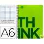 BLOC ESPIRAL LIDERPAPEL A6 MICRO THINK TAPA POLIPROPILENO 140H 70G CUADRO 5MM 4 BANDAS. VERDE