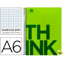 BLOC ESPIRAL LIDERPAPEL A6 MICRO THINK TAPA POLIPROPILENO 140H 70G CUADRO 5MM 4 BANDAS. VERDE