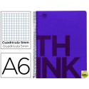 BLOC ESPIRAL LIDERPAPEL A6 MICRO THINK TAPA POLIPROPILENO 140H 70G CUADRO 5MM 4 BANDAS. VIOLETA