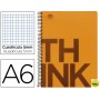 BLOC ESPIRAL LIDERPAPEL A6 MICRO THINK TAPA POLIPROPILENO 140H 70G CUADRO 5MM 4 BANDAS. NARANJA