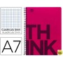 BLOC ESPIRAL LIDERPAPEL A7 MICRO THINK TAPA POLIPROPILENO 100H 70G CUADRO 5MM 4 BANDAS. ROJO
