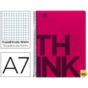 BLOC ESPIRAL LIDERPAPEL A7 MICRO THINK TAPA POLIPROPILENO 100H 70G CUADRO 5MM 4 BANDAS. ROJO