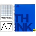 BLOC ESPIRAL LIDERPAPEL A7 MICRO THINK TAPA POLIPROPILENO 100H 70G CUADRO 5MM 4 BANDAS. AZUL