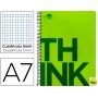 BLOC ESPIRAL LIDERPAPEL A7 MICRO THINK TAPA POLIPROPILENO 100H 70G CUADRO 5MM 4 BANDAS. VERDE